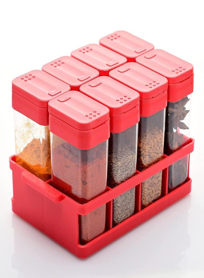 Finner Modern Premium Masala Box Set with 8 Airtight Containers | Durable Plastic Spice Rack for Organized Storage & Convenient Indian Cooking (Red) - Image 1