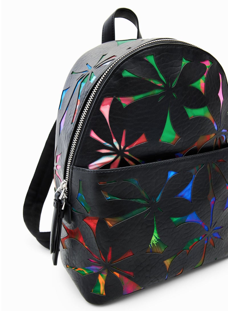 DESIGUAL Small Backpack With Die-Cut Flowers - Image 5