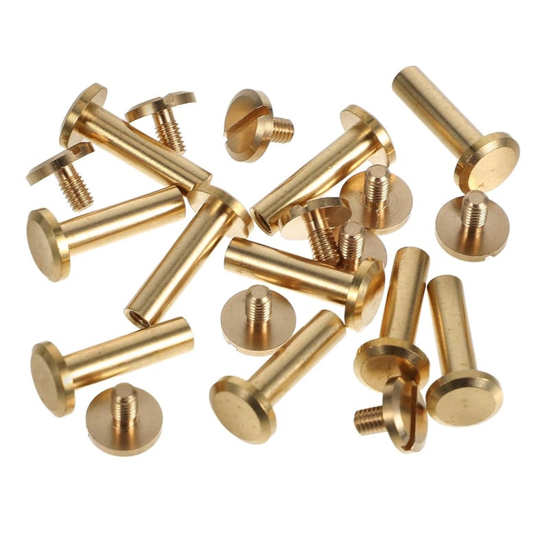 Generic 10pcs Binding Screws and Barrels Set Φ4x15mm Flat Head Screw Rivets for Leather Saddles, Photo Album Binding, Purse Repair Fasteners - Image 1