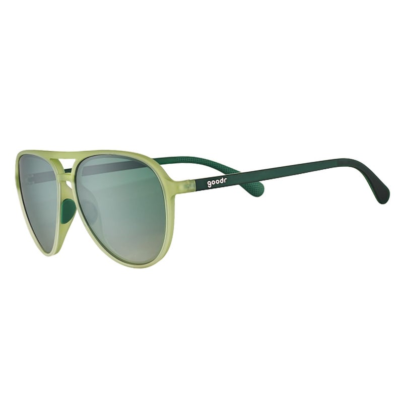 goodr Buzzed On The Tower Polarized Aviator Sunglasses Large Sized (Mach G), Green Solid Frames with Green Gradient Lens, Dark to Light Tint, UV400 Protection, No Slip, No Bounce - Image 1