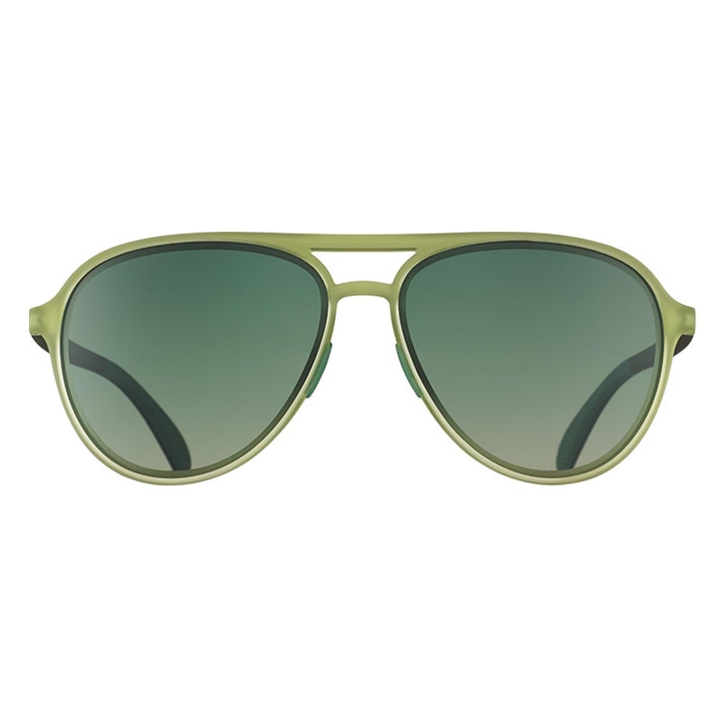 goodr Buzzed On The Tower Polarized Aviator Sunglasses Large Sized (Mach G), Green Solid Frames with Green Gradient Lens, Dark to Light Tint, UV400 Protection, No Slip, No Bounce - Image 2