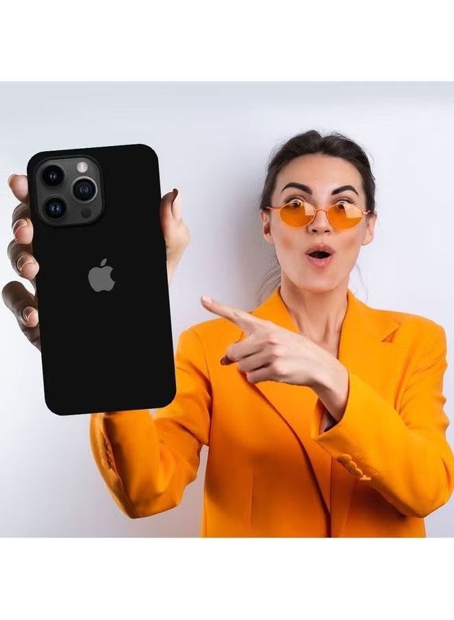 جراب حماية من السيليكون لهاتف iPhone 15 Pro Max، جراب خلفي ناعم فائق النحافة ومضاد للصدمات، جراب حماية كامل للجسم لهاتف iPhone 6.7 بوصة (أسود) - Image 5