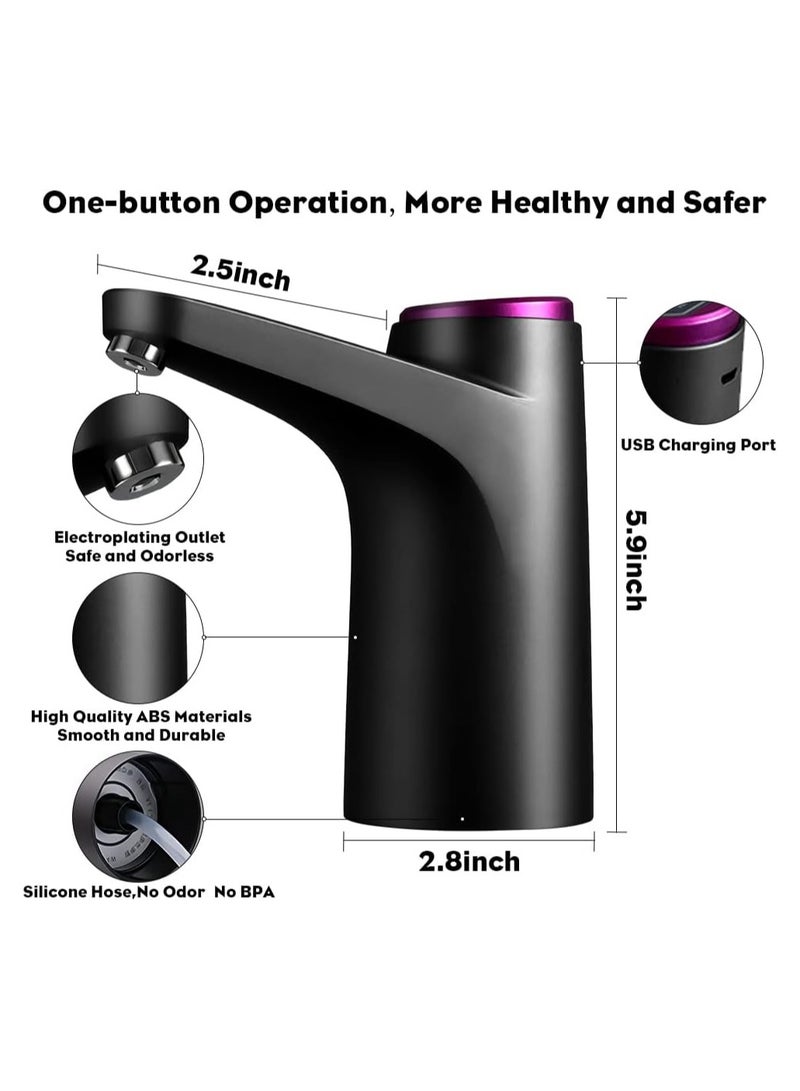 سكاي تاتش مضخة مياه أوتوماتيكية للعبوات سعة 5 جالون | موزع مياه محمول قابل لإعادة الشحن عبر USB | مضخة كهربائية للعبوات سعة 2-5 جالون، باللون الأسود. - Image 3