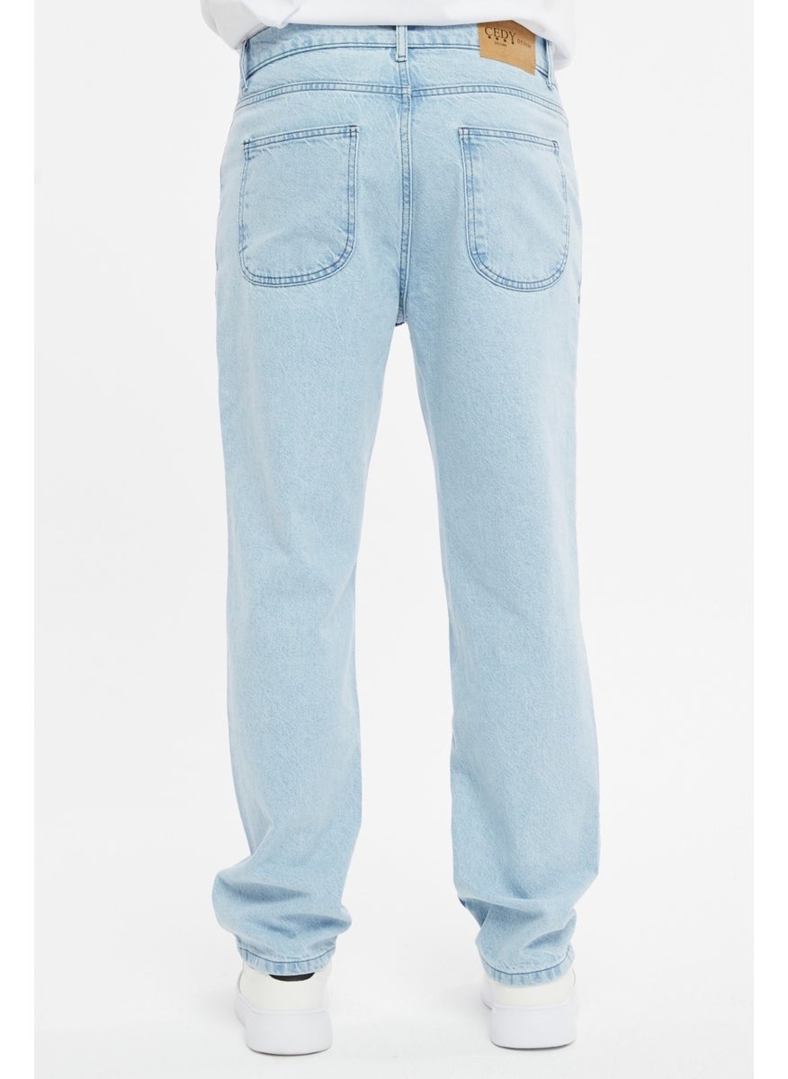 Cedy Denim - بنطلون جينز رجالي فضفاض بقصّة واسعة وخصر مرتفع ومطوي - C354 - Image 1