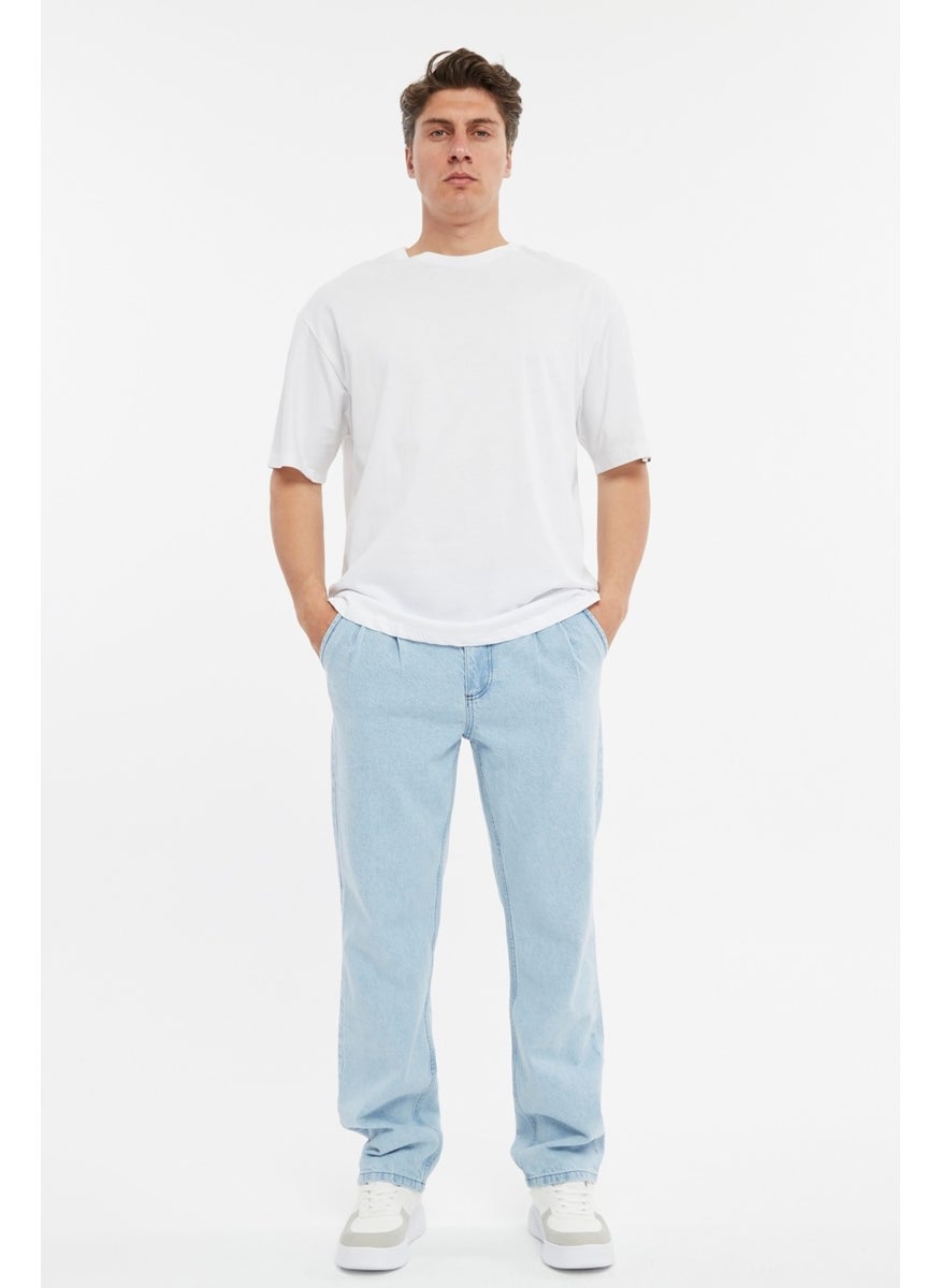 Cedy Denim - بنطلون جينز رجالي فضفاض بقصّة واسعة وخصر مرتفع ومطوي - C354 - Image 1