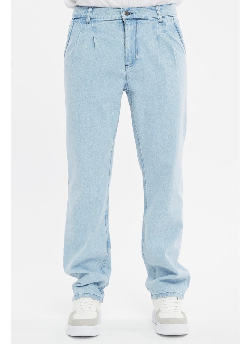 Cedy Denim - بنطلون جينز رجالي فضفاض بقصّة واسعة وخصر مرتفع ومطوي - C354 - Image 1