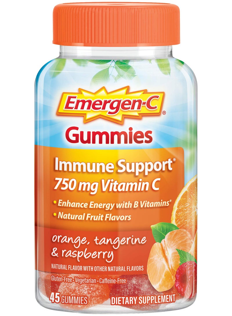 إميرجن-سي Gummies فيتامين C 750 ملغ لدعم المناعة بنكهات البرتقال واليوسفي والتوت - 45 كبسولة