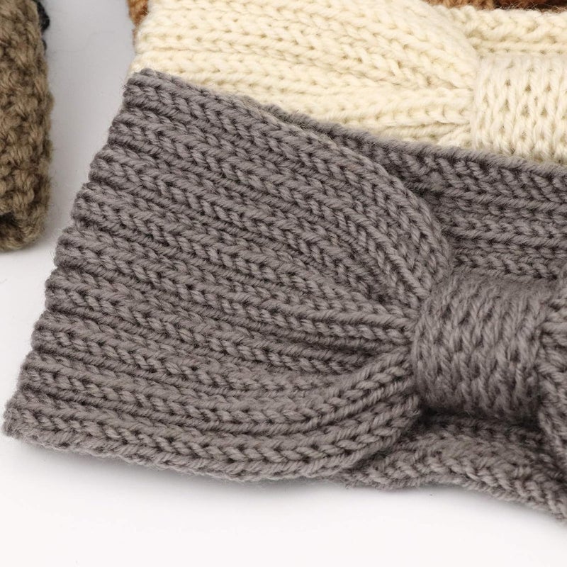 DRESHOW Winter Knit Chunky Headbands for Women Crochet Turban Knitted Ear Warmer Head Wrap Winter Accessories 4 Pack - Image 5