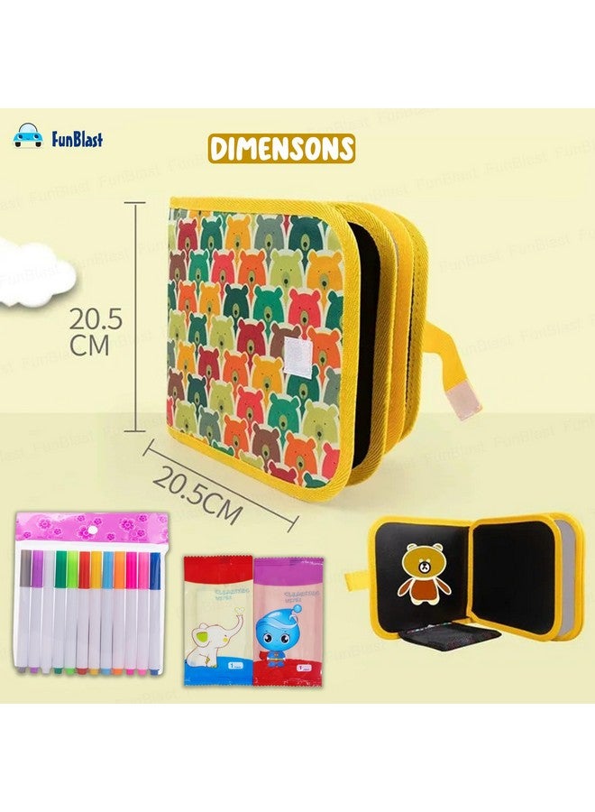 FunBlast FunBlast Erasable Doodle Book for Kids - Reusable Drawing Books Slate for Kids, Scrap Painting Kit for Kids, Drawing Book with Wet Wipes & Colors for Kids, Magic Coloring Doodle Slate - Random Design - Image 3