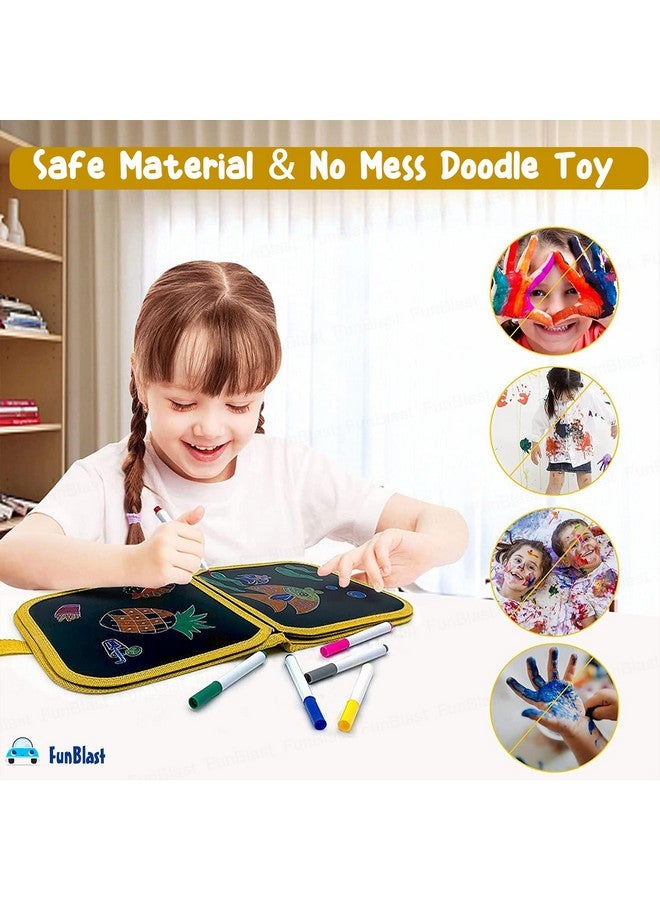 FunBlast FunBlast Erasable Doodle Book for Kids - Reusable Drawing Books Slate for Kids, Scrap Painting Kit for Kids, Drawing Book with Wet Wipes & Colors for Kids, Magic Coloring Doodle Slate - Random Design - Image 5