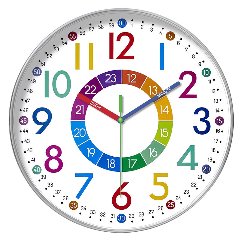 [12 Inches 30Cm] Fun Early Teaching Number Mute Wall Clock Home Living Room Children'S Room Decorative Clock - Image 3