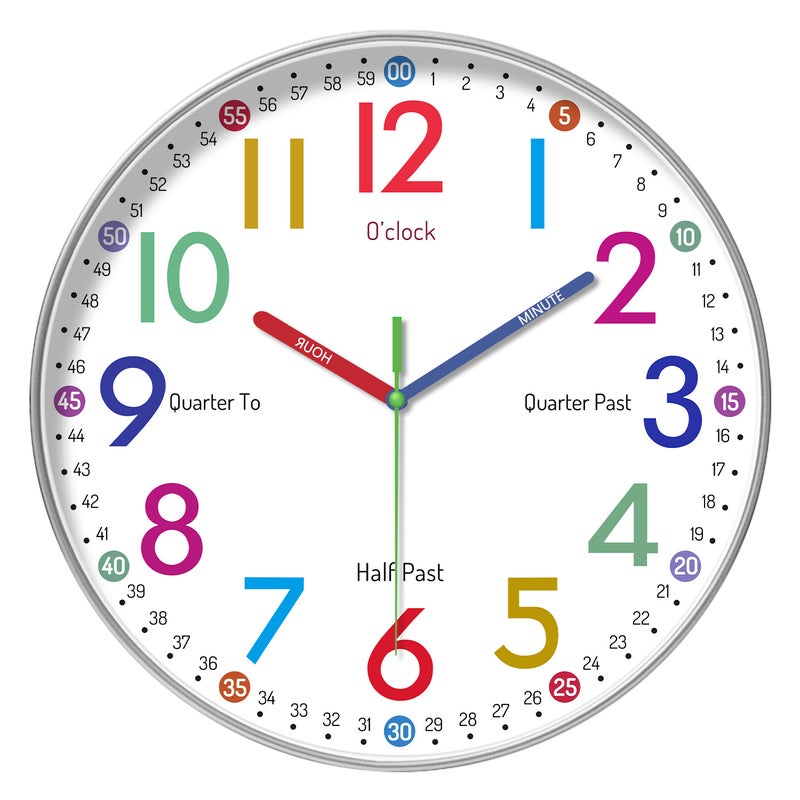 [12 Inches 30Cm] Fun Early Teaching Number Mute Wall Clock Home Living Room Children'S Room Decorative Clock - Image 2