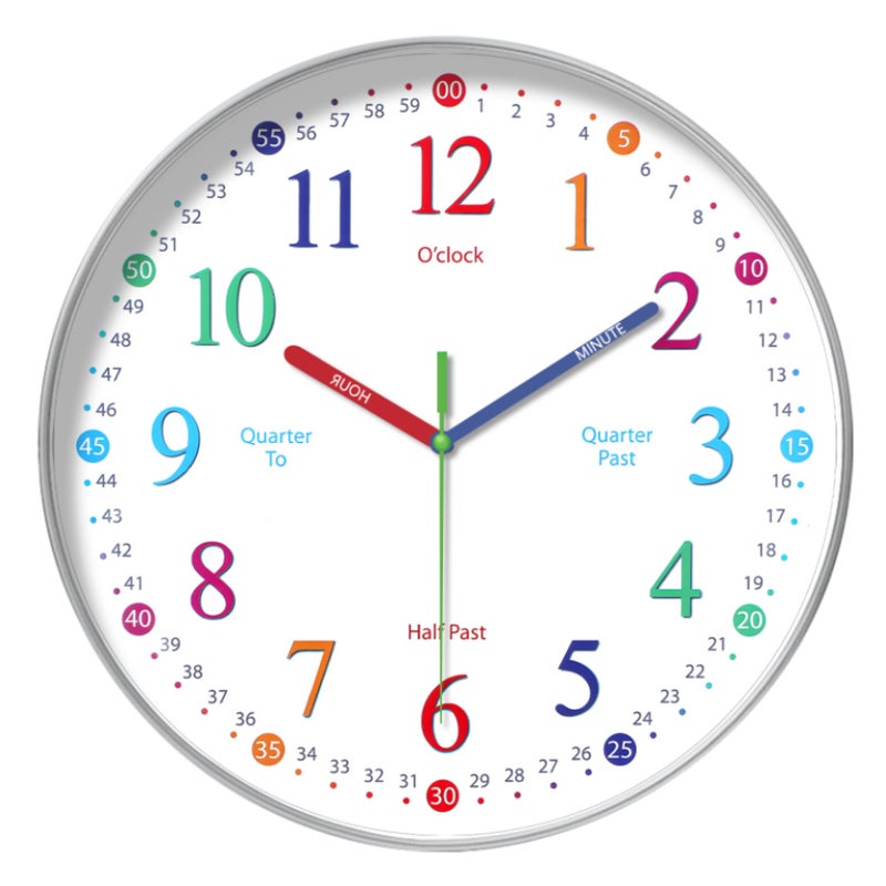 [12 Inches 30Cm] Fun Early Teaching Number Mute Wall Clock Home Living Room Children'S Room Decorative Clock - Image 1
