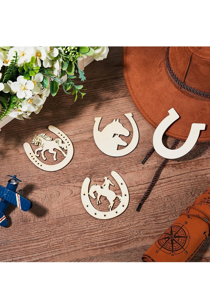 48 Pcs Unfinished Wooden Horseshoe Cutouts for Crafts, 4 Styles of Blank Wood Slices for DIY Projects, Kids' Art, Home Decor, Party, Wedding, and Birthday Decorations - Image 2