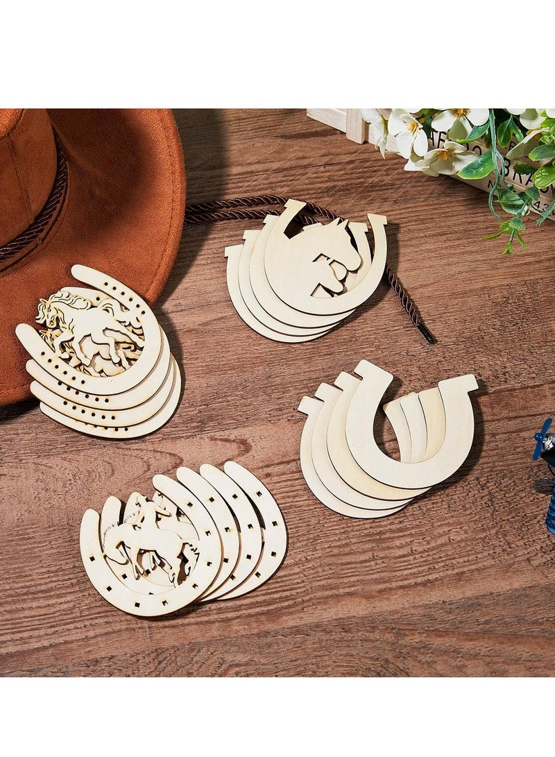 48 Pcs Unfinished Wooden Horseshoe Cutouts for Crafts, 4 Styles of Blank Wood Slices for DIY Projects, Kids' Art, Home Decor, Party, Wedding, and Birthday Decorations - Image 3