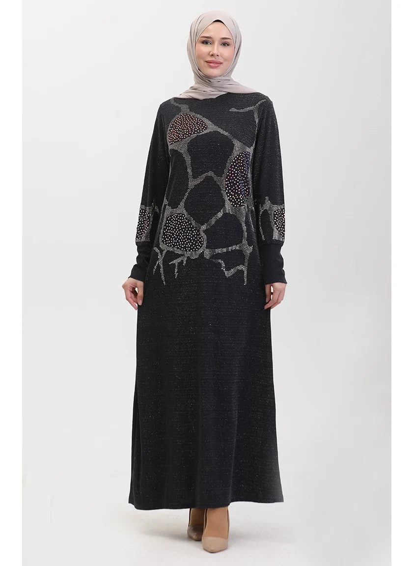 Sefa Merve Stone Evening Dress 0432-01 Anthracite