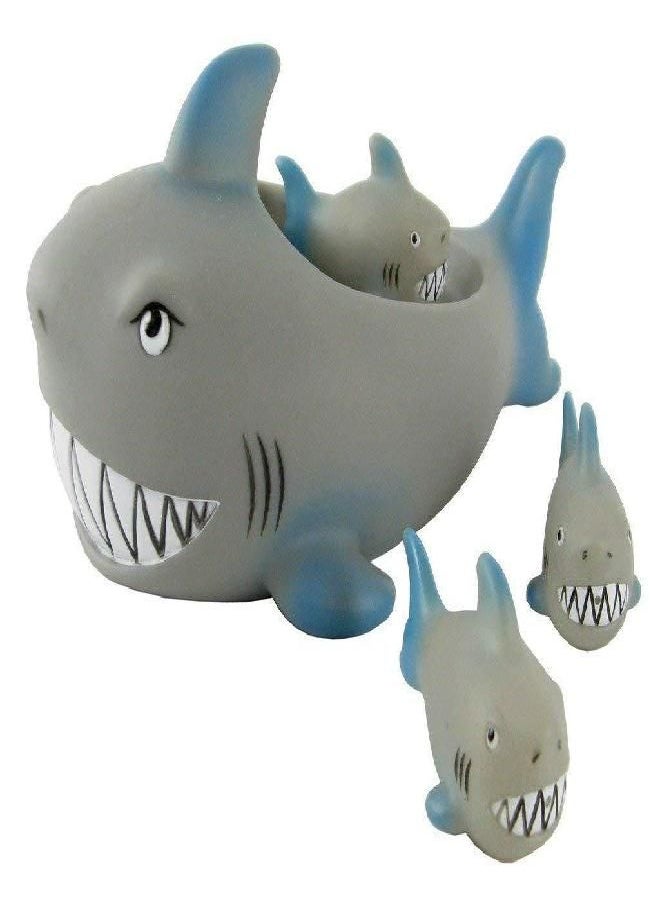 Playmaker Toys - Playmaker Toys Rubber Shark Family Bath Toy or Pet Toy Set - Image 1