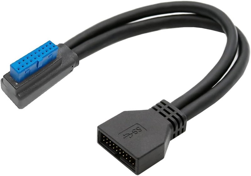 كابل تمديد USB 3.0 بزاوية 90 درجة، مظهر منخفض، من نوع ذكر إلى أنثى (20 صاعقة) للاتصال بلوحة الأم، كابل نقل بيانات بسرعة 5Gbps - Image 1