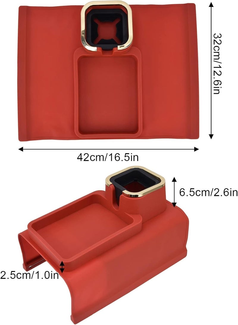 EVVIX Universal Couch Armrest Cup Holder, Anti-Slip Water-Proof Silicone Drink Holder Tray, Suitable for Square, Curve, Recliner Armrest. Drink Holder for Bear Bottle, Mug, Coffee Cup (Red) - Image 3