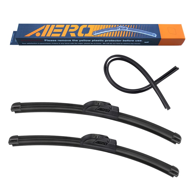 AERO Voyager 17  17 Premium AllSeason OEM Quality Windshield Wiper Blades with Extra Rubber Refill  1 Year Warranty Set of 2