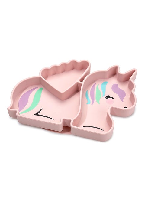 Unicorn Divided Silicone Suction Plate, Pink