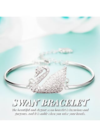 Women's Swan Crystal Bracelet Cubic Zirconia Charm Bracelet Iconic Swan Pendant Bracelet Jewelry Gift for Friend & Girlfriend & Mom - view 2