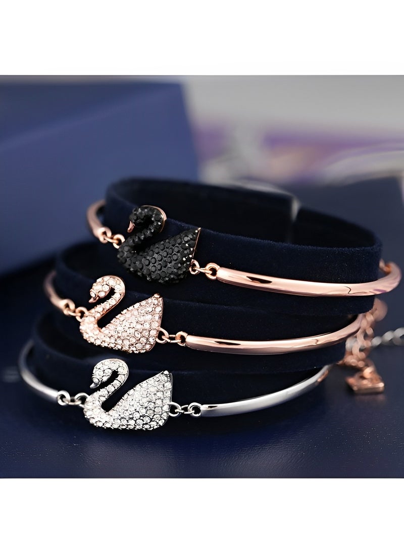 REOCLE Women's Swan Crystal Bracelet Cubic Zirconia Charm Bracelet Iconic Swan Pendant Bracelet Jewelry Gift for Friend & Girlfriend & Mom  - Image 3