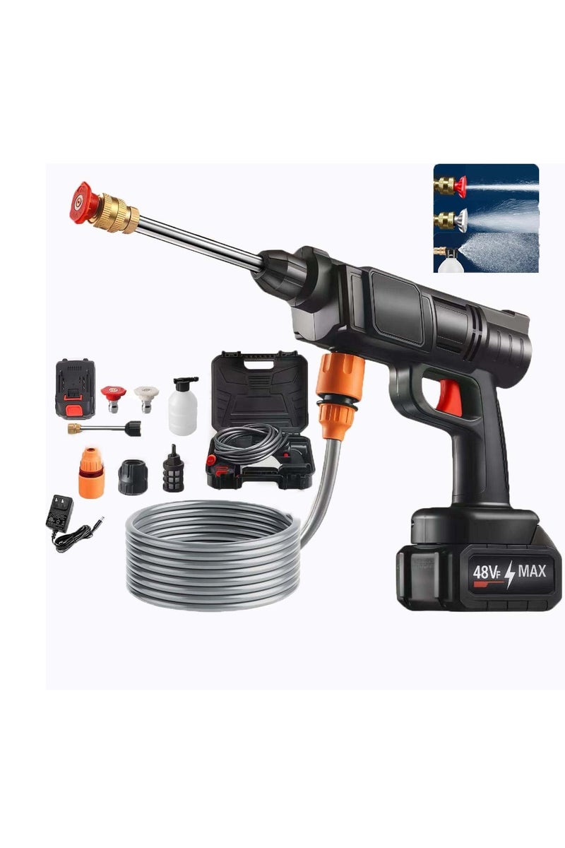 Cordless Pressure Water Gun 30 Bar Pressure Water Sprayer 48V Lithium Battery Lasts 60 Minutes with Full Charge Portable High Pressure Car Washer for Cleaning Car/Fence/Walls/Deck - Image 1