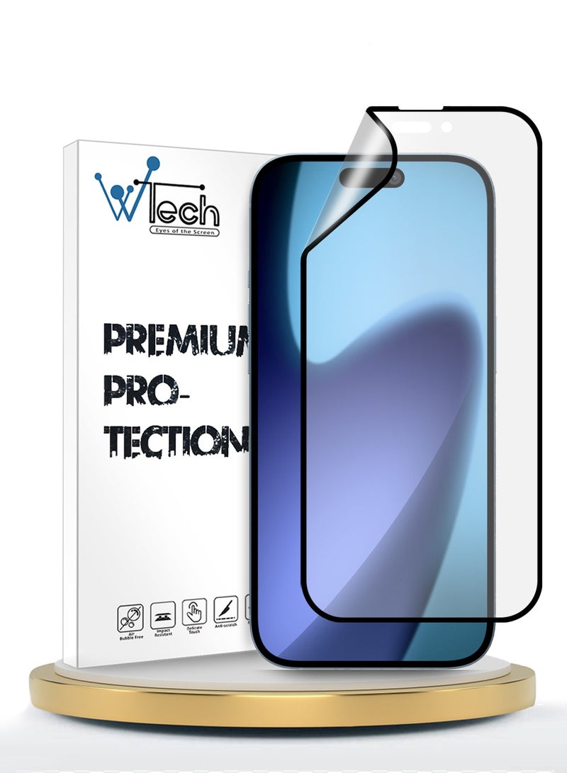 دبليو تيك حماية شاشة مرنة كاملة التغطية بحواف مثقوبة بالكامل من Nano Ceramic Premium لأيفون 17 5G 2025 (MSCNMN) - شفاف/أسود - Image 1