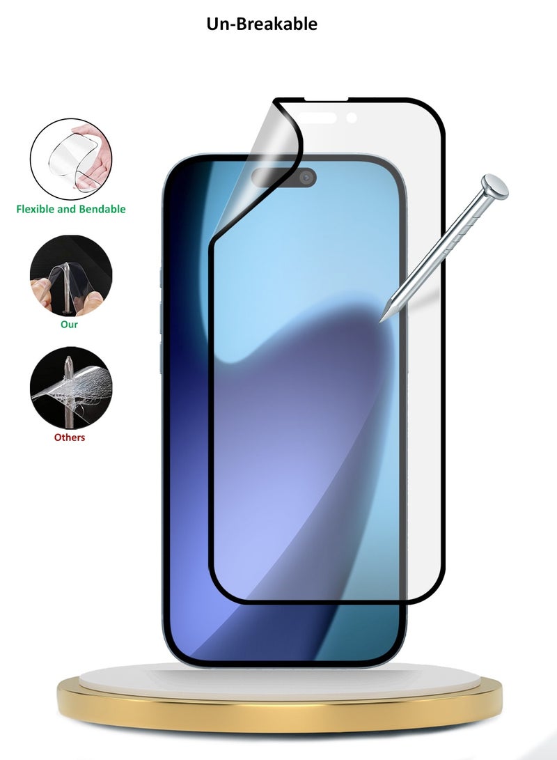 دبليو تيك حماية شاشة مرنة كاملة التغطية بحواف مثقوبة بالكامل من Nano Ceramic Premium لأيفون 17 5G 2025 (MSCNMN) - شفاف/أسود - Image 3