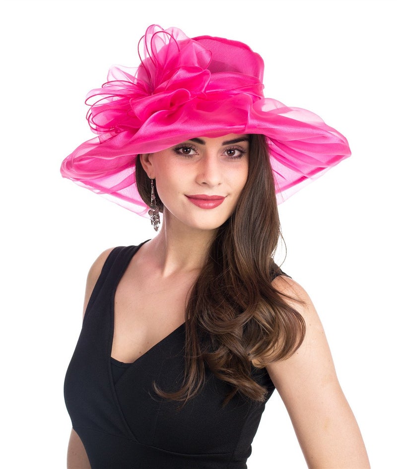 SAFERIN Women's Organza Church Kentucky Derby Fascinator Bridal Tea Party Wedding Hat (SF-Rose Dot New) - Image 3