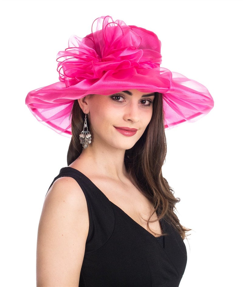 SAFERIN Women's Organza Church Kentucky Derby Fascinator Bridal Tea Party Wedding Hat (SF-Rose Dot New) - Image 4