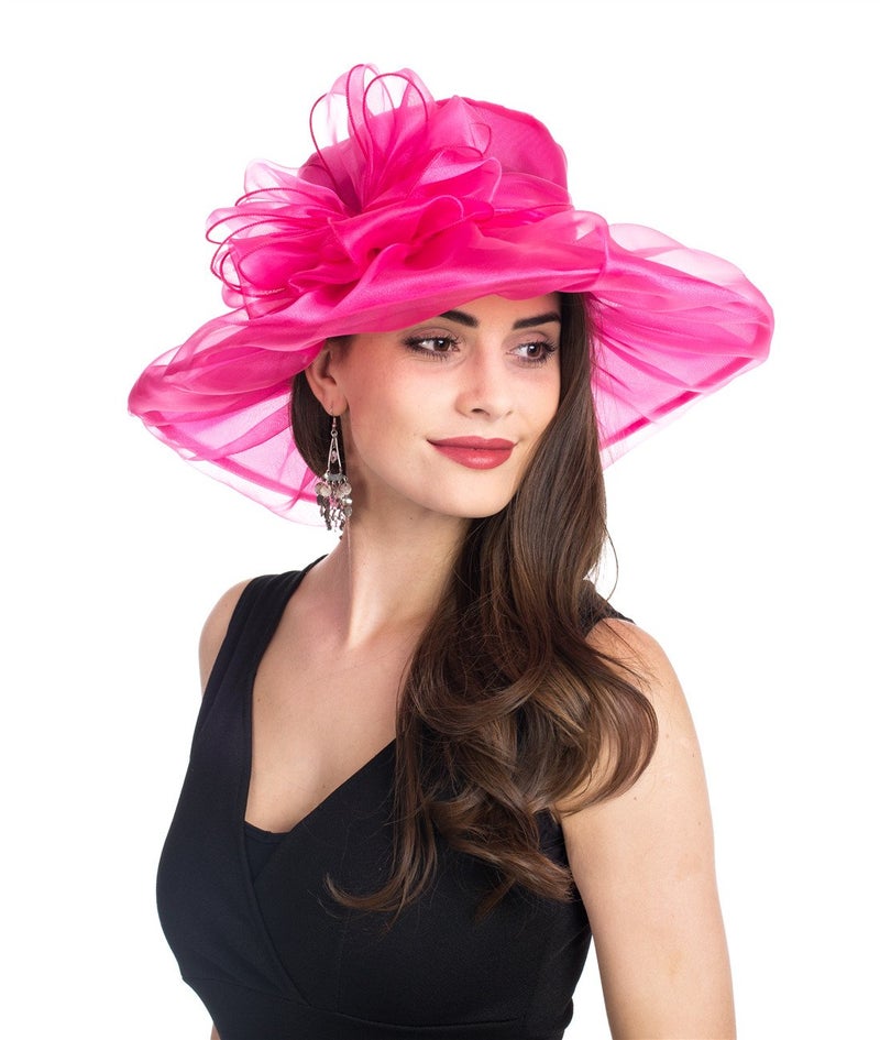 SAFERIN Women's Organza Church Kentucky Derby Fascinator Bridal Tea Party Wedding Hat (SF-Rose Dot New) - Image 2