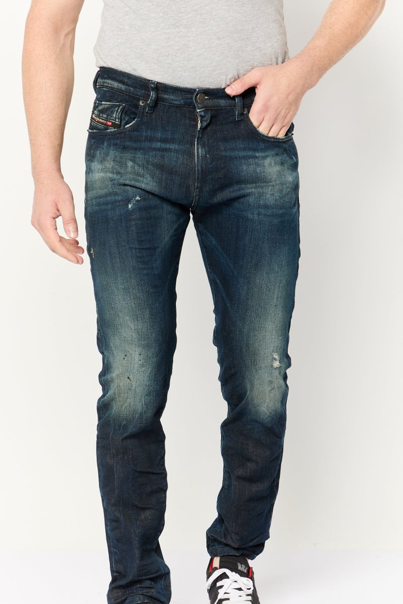 DIESEL جينز د-ستركت للرجال بتصميم ضيق وقابل للتمدد، لون كحلي - Image 1