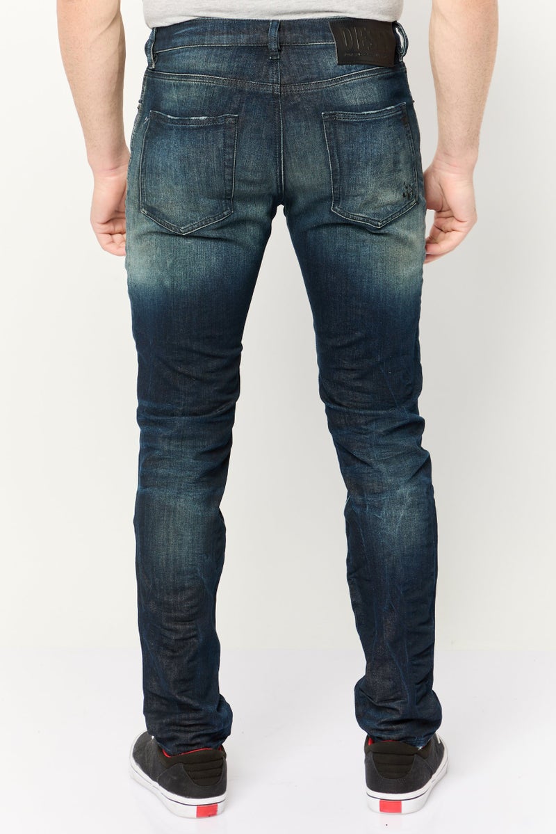 DIESEL جينز د-ستركت للرجال بتصميم ضيق وقابل للتمدد، لون كحلي - Image 3