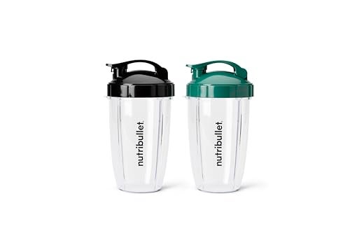 nutribullet 24 oz ToGo Cups and colored fliptop lids BlackGreen