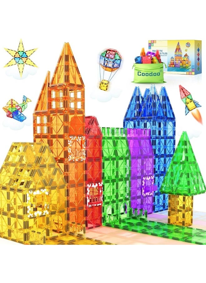 Coodoo - 60 PCS Magnetic Building Tiles Kids Toys STEM Magnetic Blocks Sensory Toys Kids Games Magnet Building Toys for Boys and Girls Aged 3+, Kids Brain Development Preschool Kindergarten Toddler Toys - Image 1