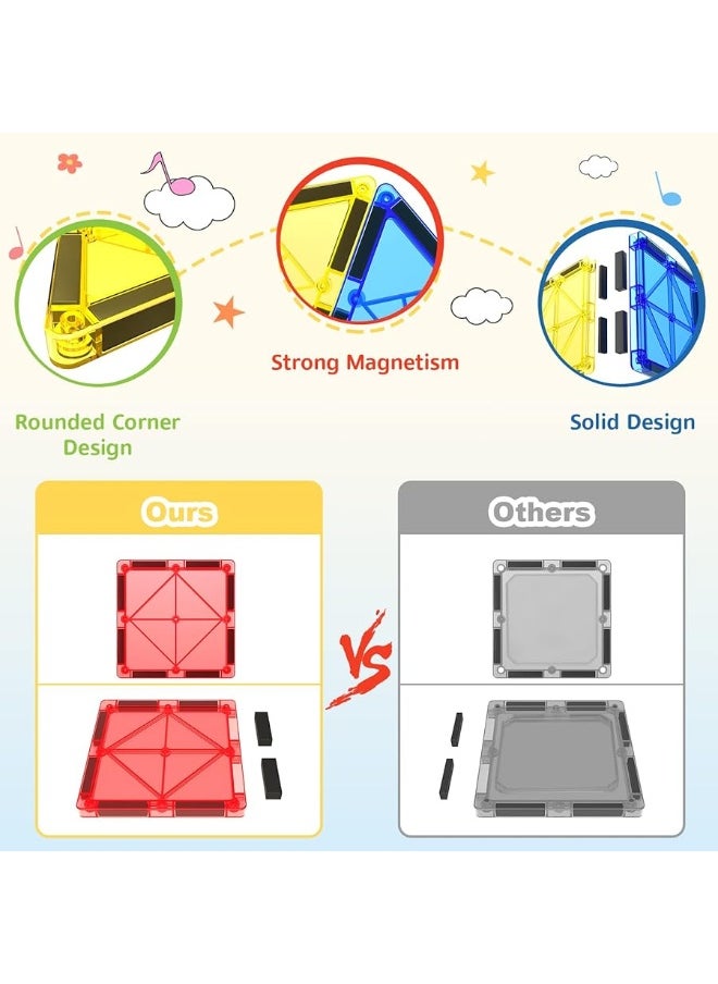 Coodoo - 60 PCS Magnetic Building Tiles Kids Toys STEM Magnetic Blocks Sensory Toys Kids Games Magnet Building Toys for Boys and Girls Aged 3+, Kids Brain Development Preschool Kindergarten Toddler Toys - Image 1
