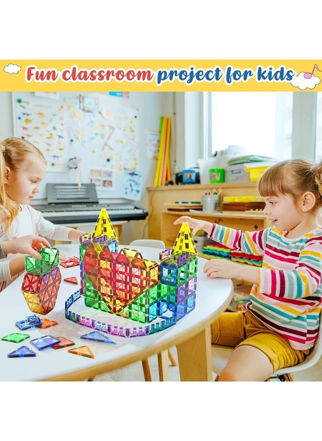Coodoo - 60 PCS Magnetic Building Tiles Kids Toys STEM Magnetic Blocks Sensory Toys Kids Games Magnet Building Toys for Boys and Girls Aged 3+, Kids Brain Development Preschool Kindergarten Toddler Toys - Image 1