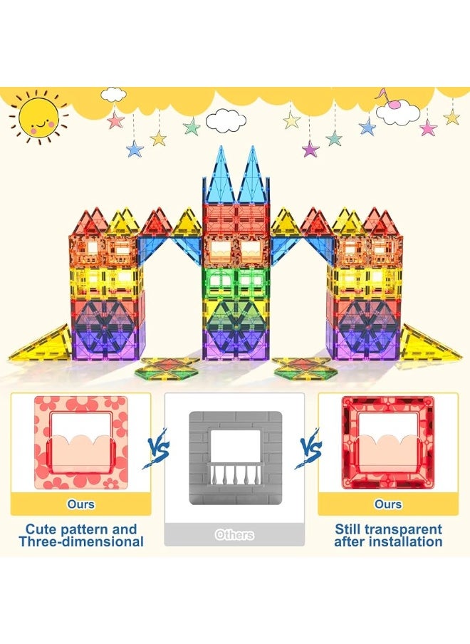 Coodoo - 60 PCS Magnetic Building Tiles Kids Toys STEM Magnetic Blocks Sensory Toys Kids Games Magnet Building Toys for Boys and Girls Aged 3+, Kids Brain Development Preschool Kindergarten Toddler Toys - Image 1