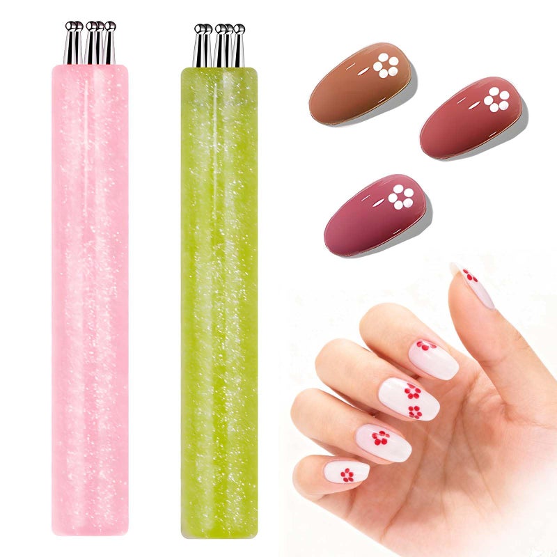 Tizee 2Pack Nail Dotting Pen for Floral Design Stainless Steel Ball Tip Manicure Art Tool for DIY Fingernail Painting and Sculpting Acrylic Markers for Salon and Home Use - Image 3