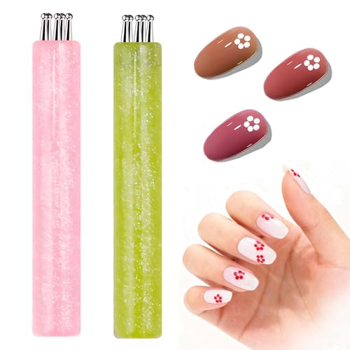 Tizee 2Pack Nail Dotting Pen for Floral Design Stainless Steel Ball Tip Manicure Art Tool for DIY Fingernail Painting and Sculpting Acrylic Markers for Salon and Home Use - Image 1