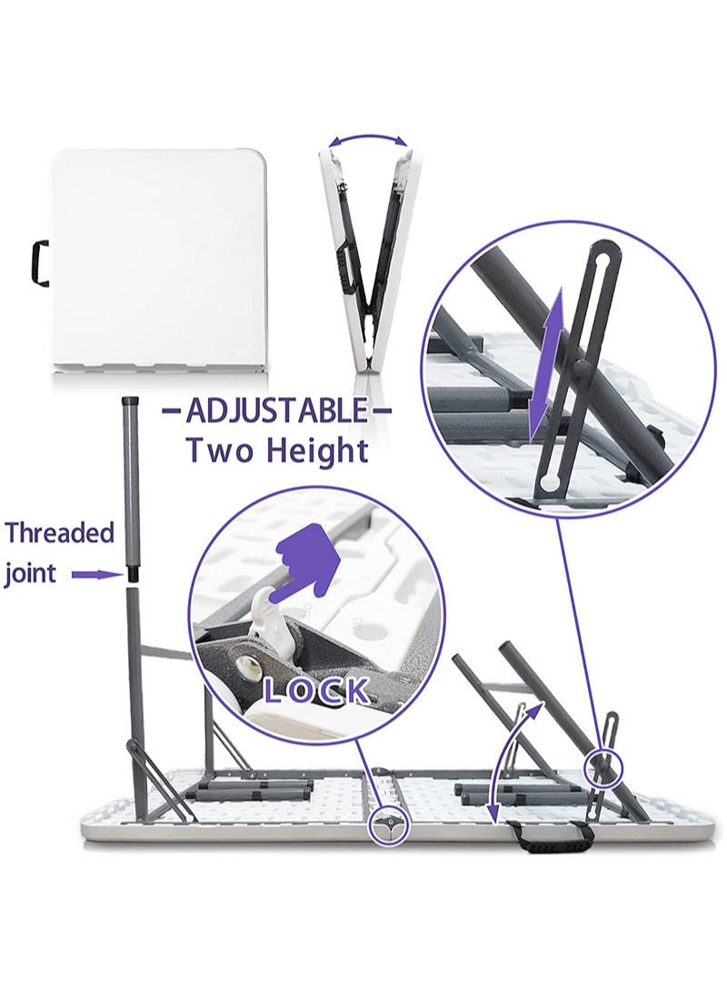 AGD Folding plastic table for outdoor and camping use - White - Image 2