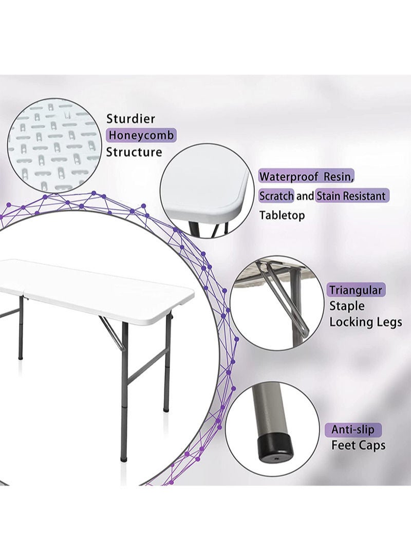 AGD Folding plastic table for outdoor and camping use - White - Image 3