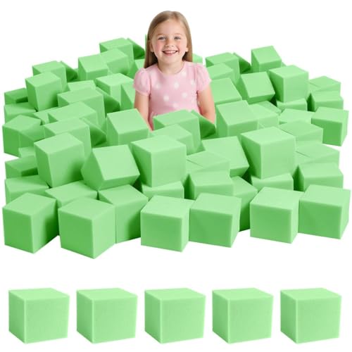 WINTECY 48PCS Foam Cubes 5x5x5 Foam Pit Blocks Set Soft Stacking Blocks for Indoor GamesTrampolines Gymnastics Parkour Action Sport Green - Image 1