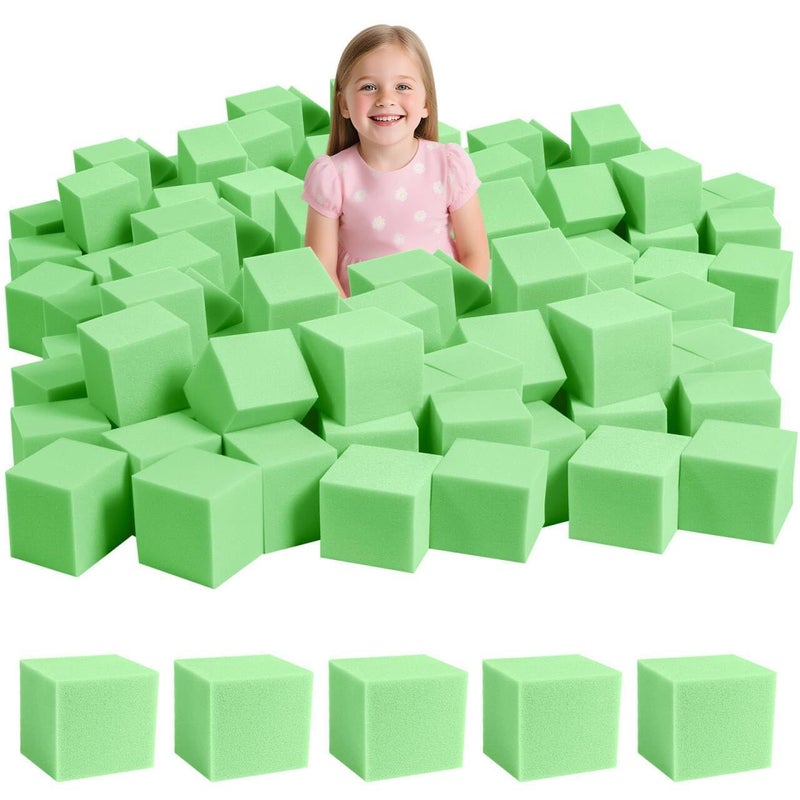 WINTECY 48PCS Foam Cubes 5x5x5 Foam Pit Blocks Set Soft Stacking Blocks for Indoor GamesTrampolines Gymnastics Parkour Action Sport Green - Image 3