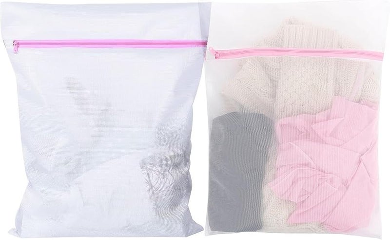 Reusable Mesh Laundry Wash Bags 2 Pack 30x40cm Delicates Bra Underwear Socks - Image 1