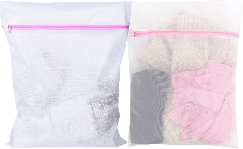 Reusable Mesh Laundry Wash Bags 2 Pack 30x40cm Delicates Bra Underwear Socks - Image 2