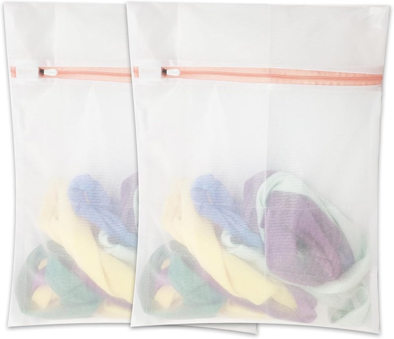 Reusable Mesh Laundry Wash Bags 2 Pack 30x40cm Delicates Bra Underwear Socks - Image 3