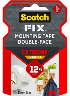 Scotch  Scotch Mount Extreme Interior Tape 19mmx1.8m, 1 roll/pack | White color | Holds up 1 kg per 15cm | Extremely Strong | Higher Adhesion | Multi-Surface | No Tools | Double Sided Adhesive Tape  - Image 1